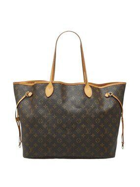 Louis Vuitton Monogram Neverfull GM Tote Shoulder Bag Brown Leather